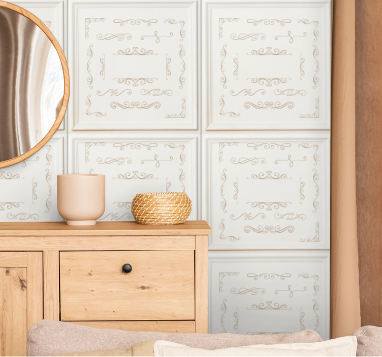 Elegant ornate design tile effect wallpaper - TenStickers