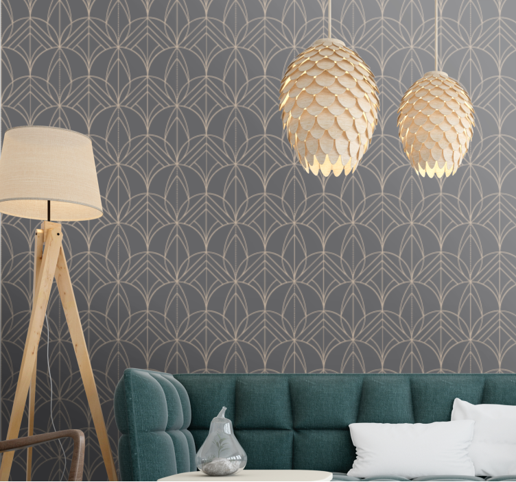 Gray elegant pattern design living area wallpaper - TenStickers