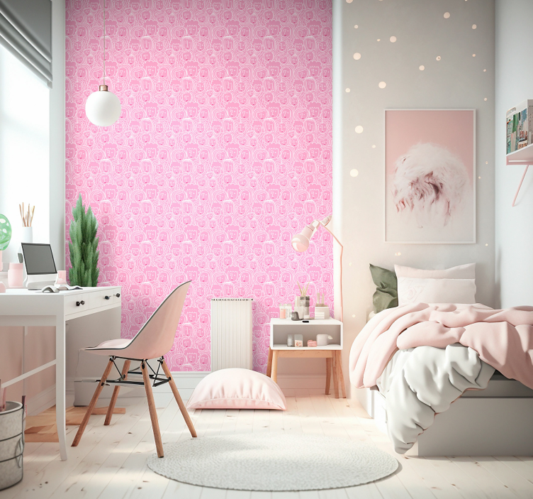 Faces of girls Art Wallpaper - TenStickers