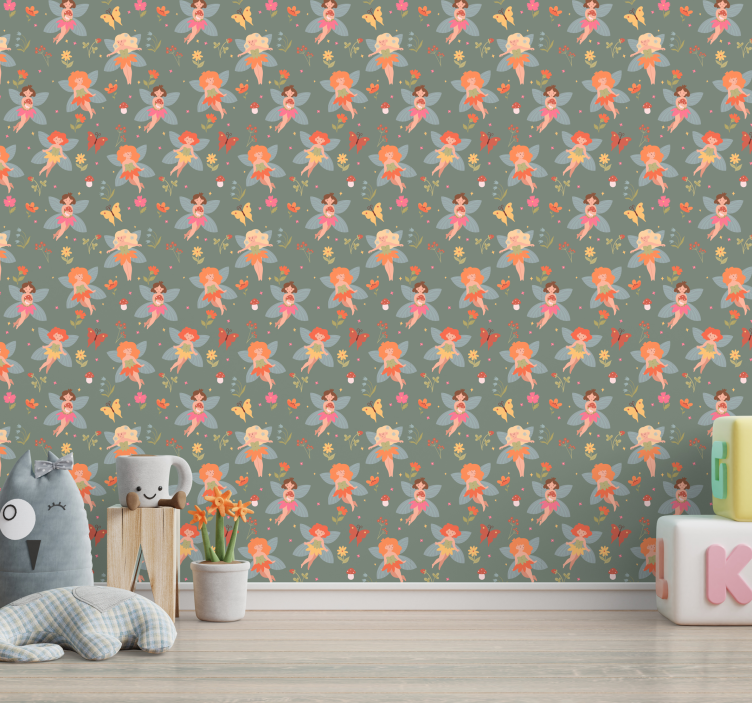 Fairy Floral Pattern nursery wallpaper - TenStickers