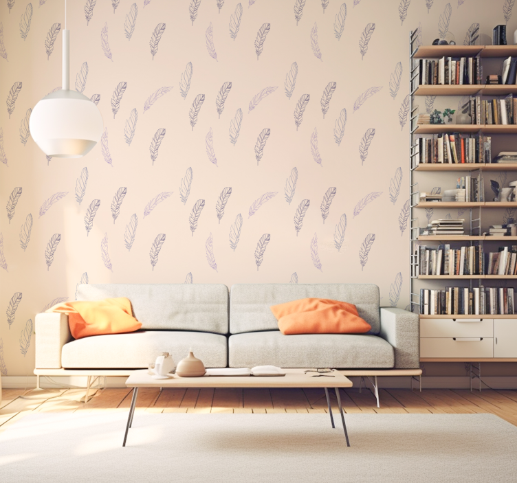 Feather Drawing Illustrations Wallpaper - TenStickers