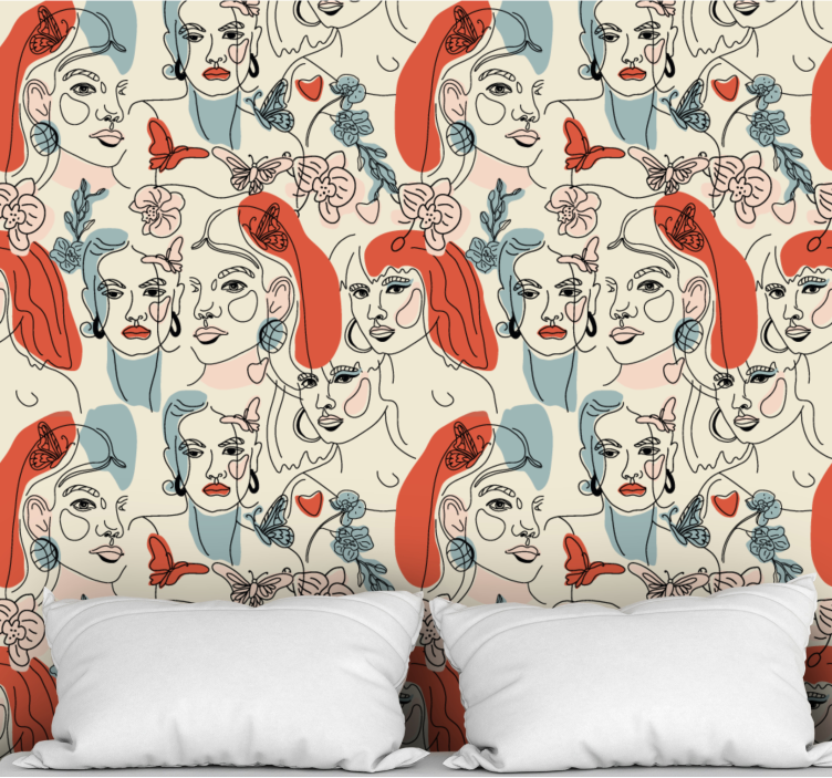 Feminine Line Art art wallpaper - TenStickers