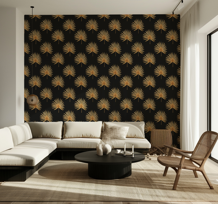 Fern pattern black wallpaper - TenStickers
