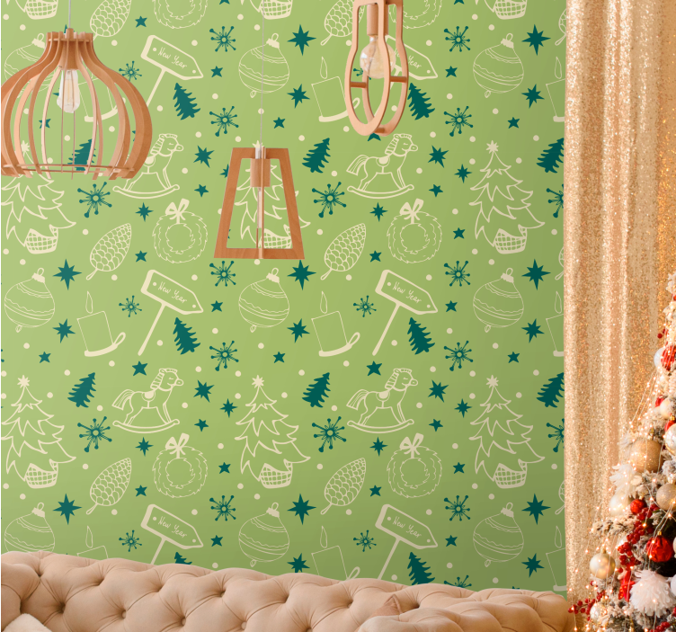 Festive holiday motifs holiday christmas wallpaper - TenStickers