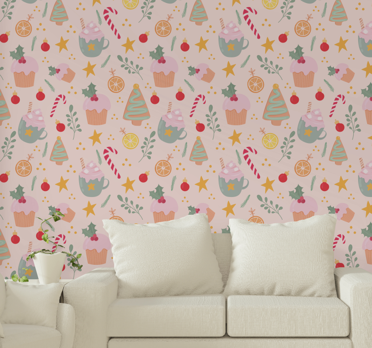 Festive Holiday Pattern wallpaper christmas - TenStickers