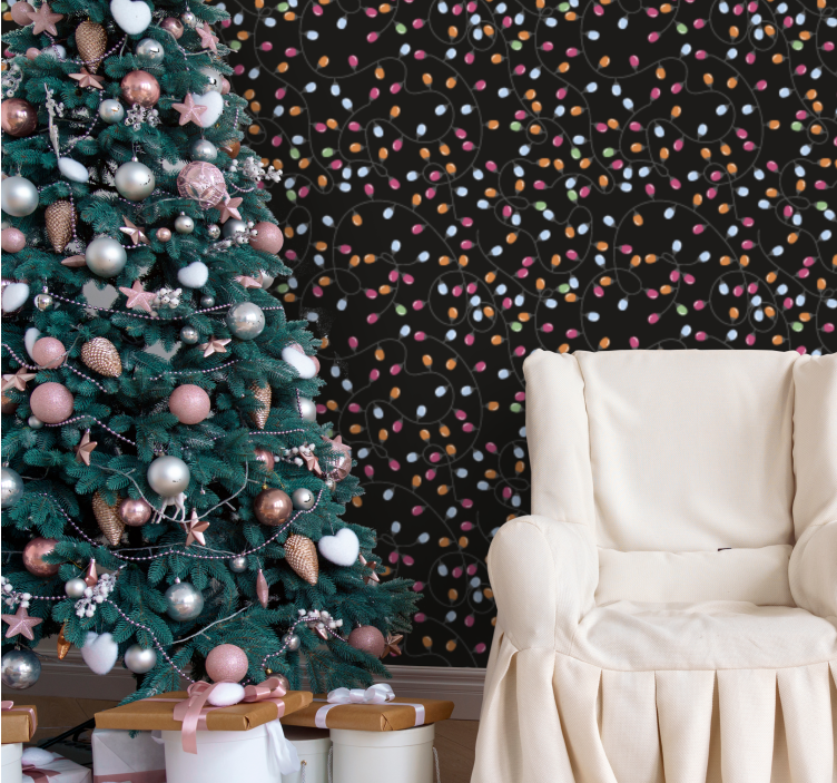 Festive Light Patterns holiday christmas wallpaper - TenStickers