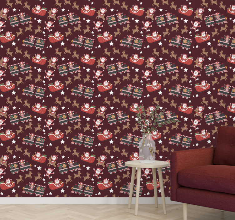 Festive Santa Sleigh holiday christmas wallpaper - TenStickers