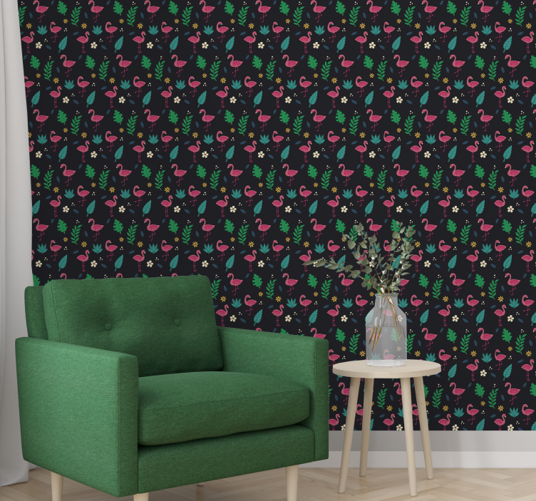 Flamingo Pattern animals wallpaper - TenStickers