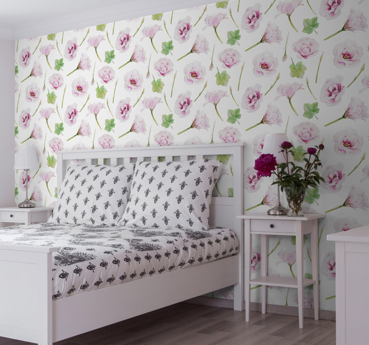 Floral Bedroom Ambience flowers wallpaper - TenStickers