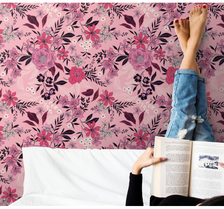 Floral Blossom Motif flowers wallpaper - TenStickers