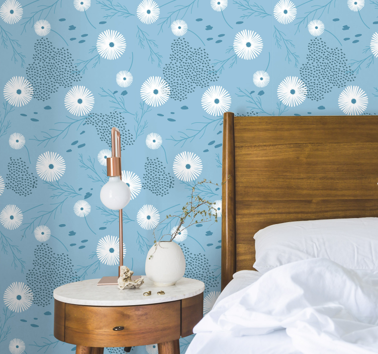 Floral Burst Pattern flowers wallpaper - TenStickers