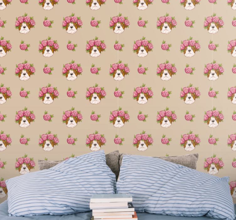 Floral Canine Motif cute dog wallpaper - TenStickers