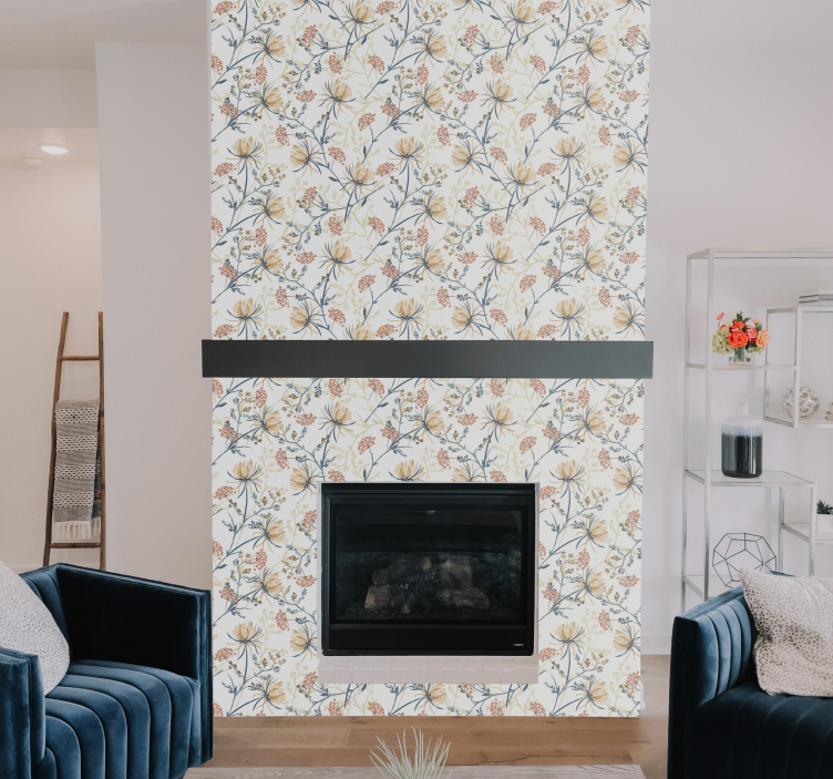 Floral chimney breast wallpaper flower - TenStickers