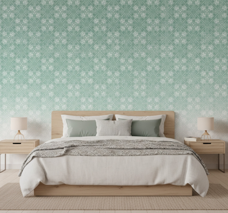Floral fade pattern wall paper in bedroom - TenStickers