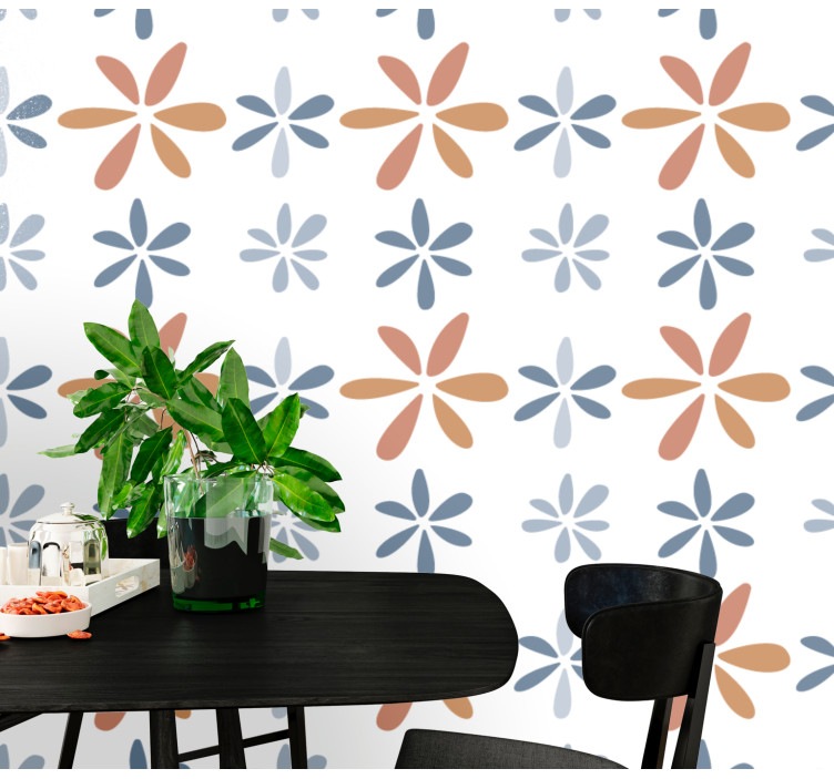 Floral Geometric Patterns wallpaper for dining area - TenStickers