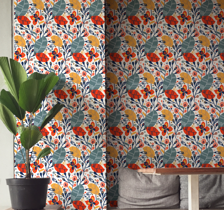 Floral Leaf Design nature wallpaper - TenStickers