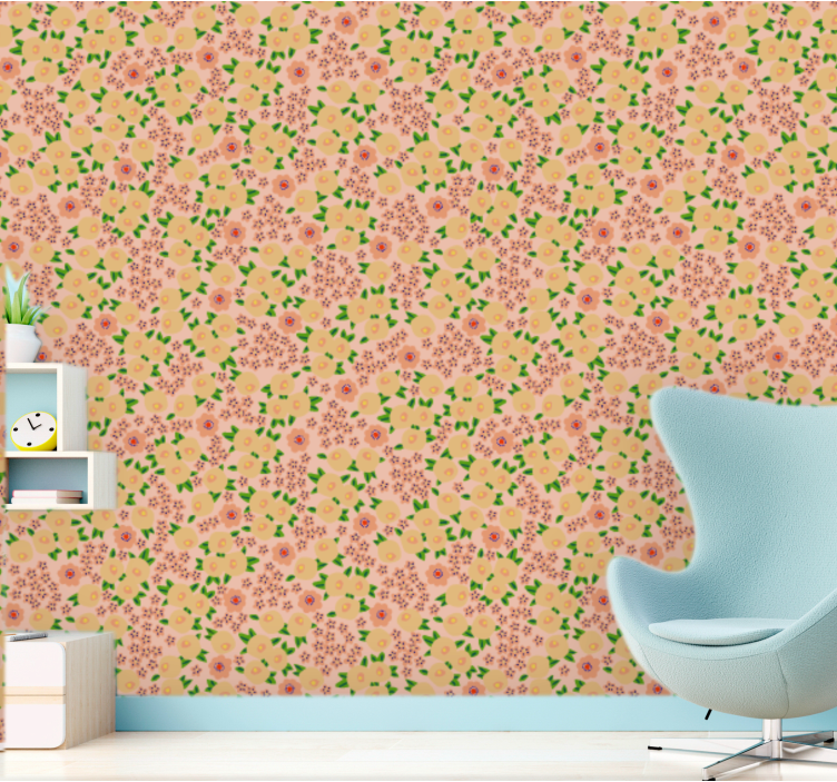 Floral Motif Delight flowers wallpaper - TenStickers