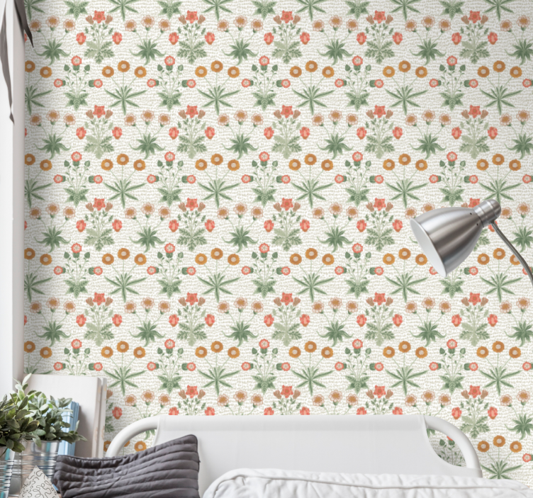 Floral Motif Repeat flowers wallpaper - TenStickers