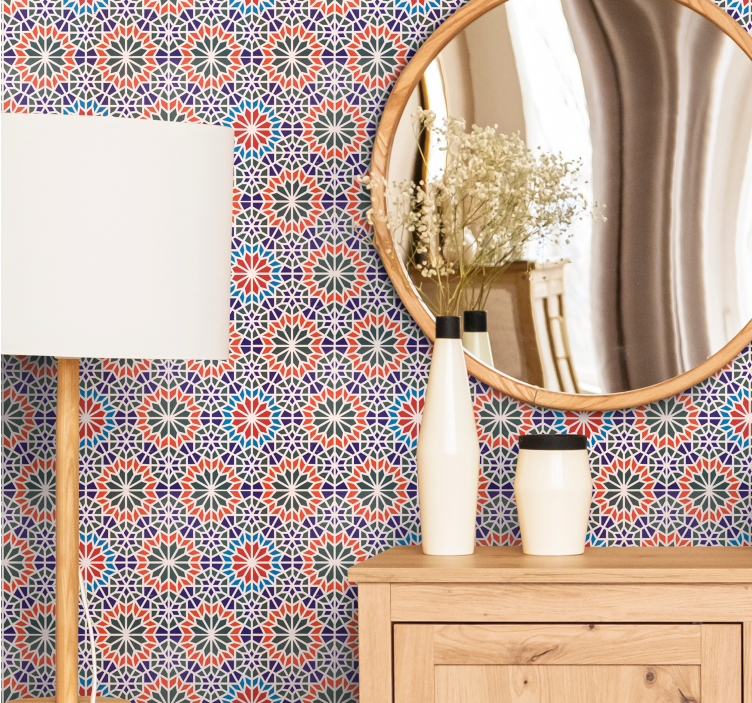 Floral wallpaper with geometric floral patterns - TenStickers