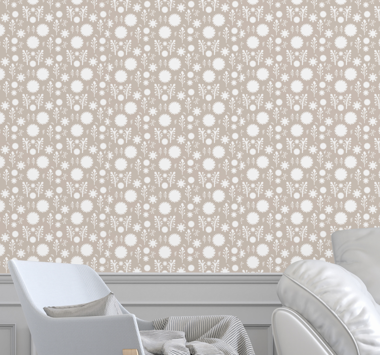 Floral White Display flowers wallpaper - TenStickers