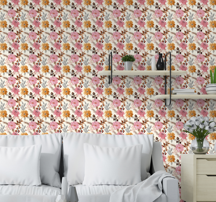 Flourish arrangement living area wallpaper - TenStickers
