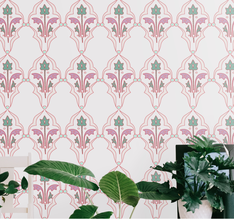 Damasco floral motif flowers wallpaper - TenStickers