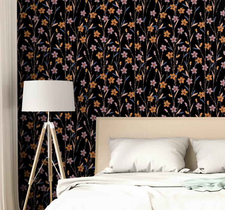 Flower Stem Pattern floral wallpaper - TenStickers