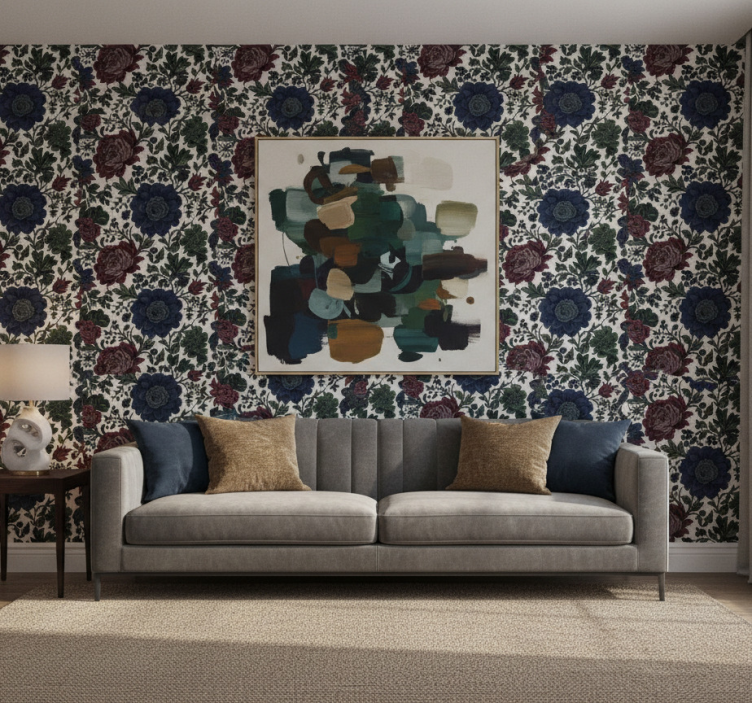 Flowers wallpaper dark moody floral design - TenStickers