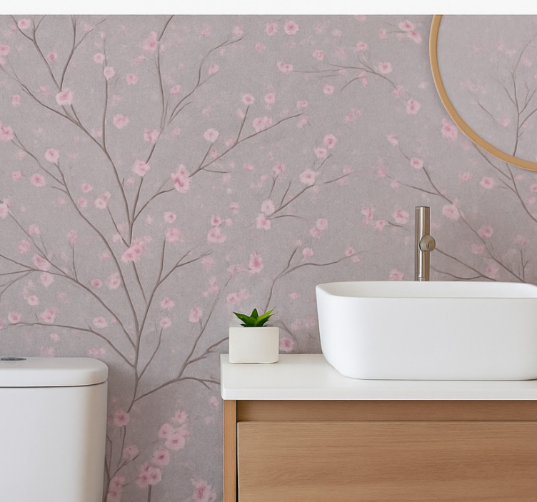 Flowers wallpaper dusky cherry blossom branch - TenStickers