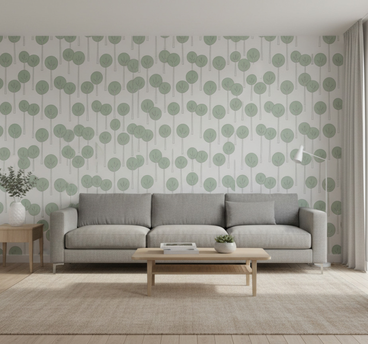 Flowers wallpaper minimalistic tree design - TenStickers