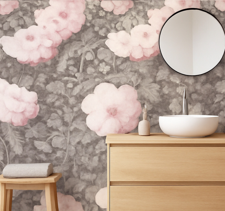Flowers wallpaper vintage linen blossom - TenStickers