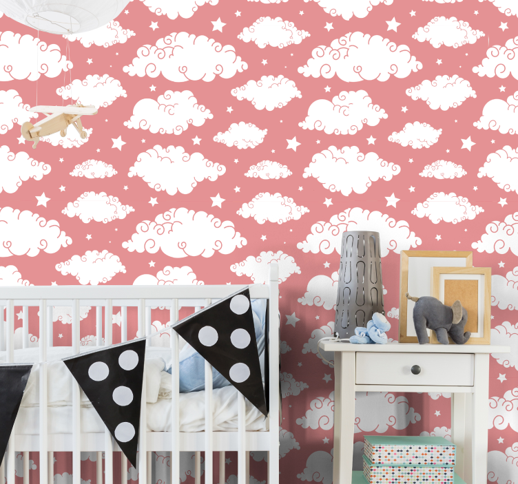 Fluffy Cloud Patterns nursery wallpaper - TenStickers
