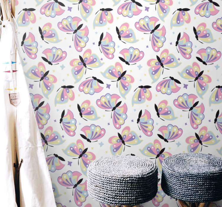 Flying colourful wings butterflies wallpaper - TenStickers