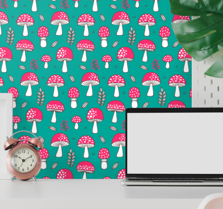 Forest Fungi Pattern nature wallpaper - TenStickers