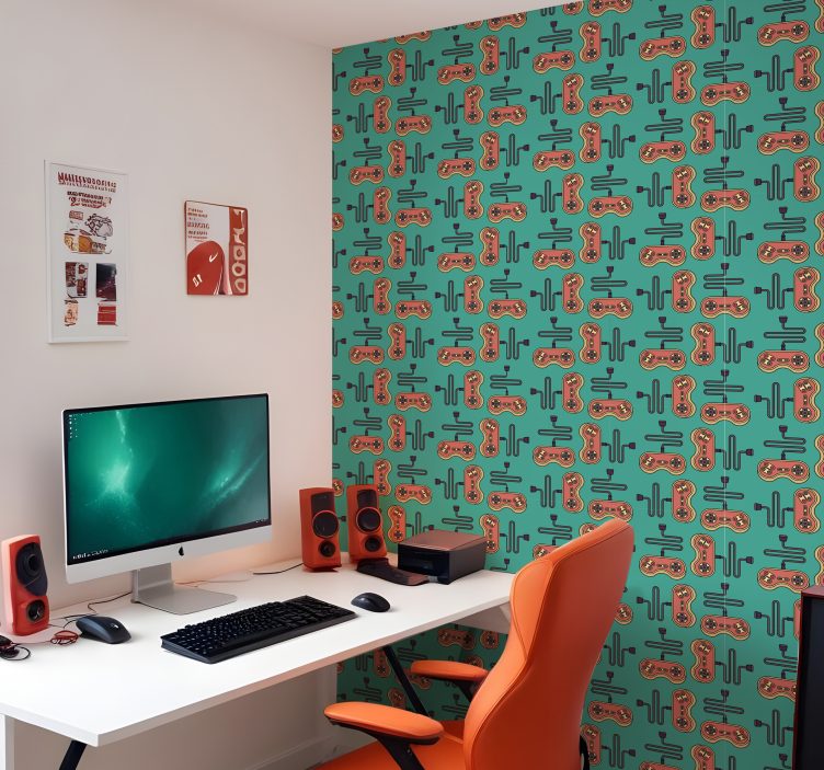 Gaming Pattern teenage bedroom wallpaper - TenStickers
