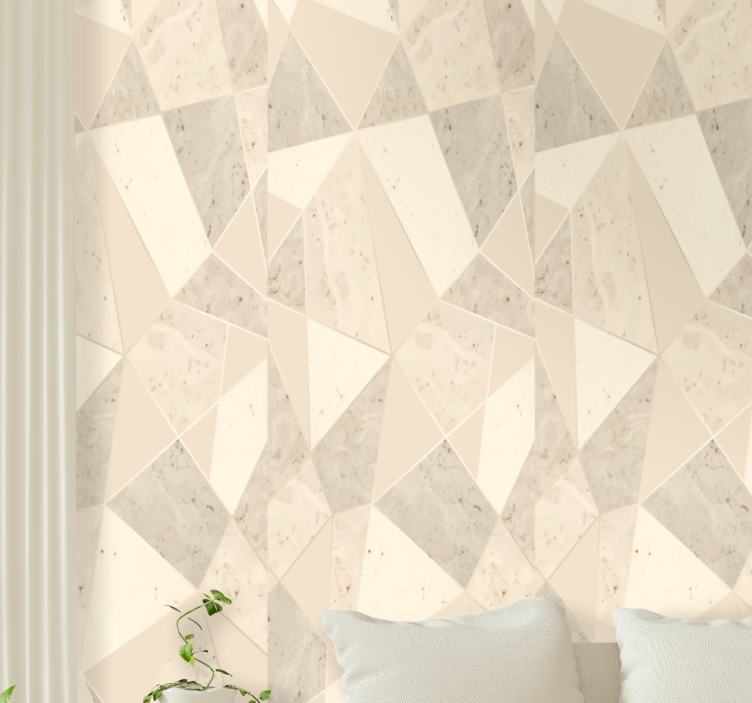Geometric beige motif marble effect wallpaper - TenStickers
