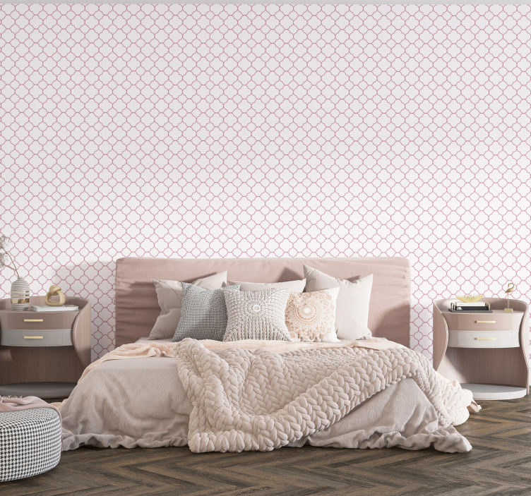Geometric designs pink wallpaper - TenStickers