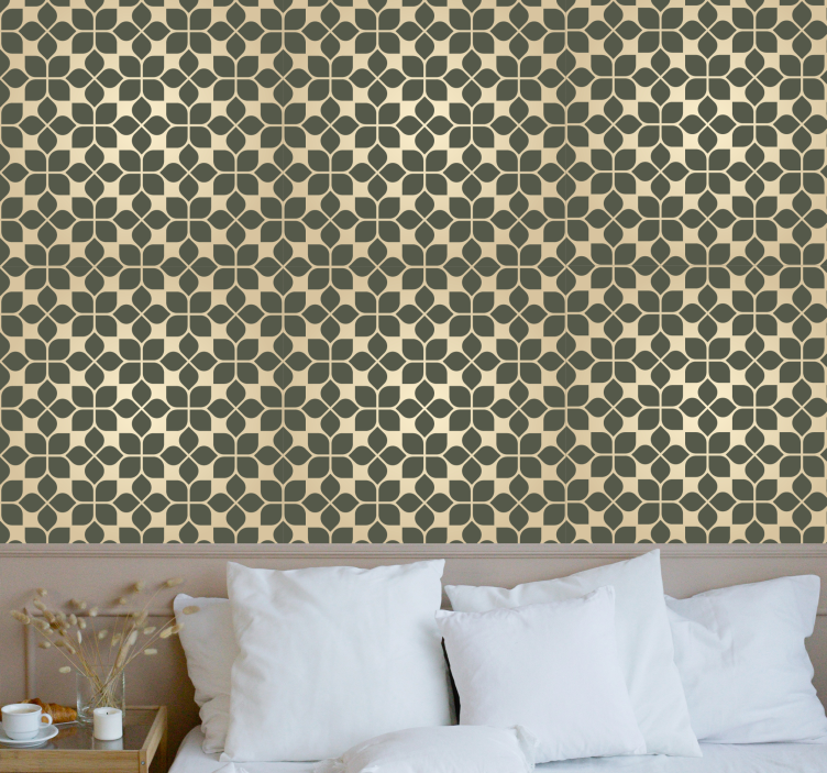 Geometric floral style master bedroom wallpaper - TenStickers