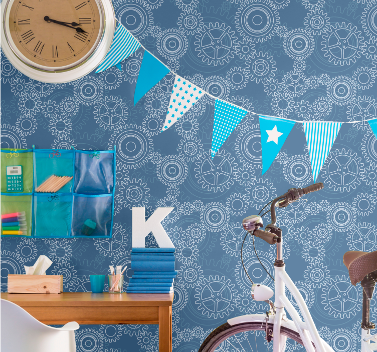 Geometric gear patterns 3D wallpaper - TenStickers