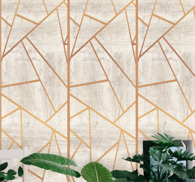 Geometric gold veins marble effect wallpaper - TenStickers
