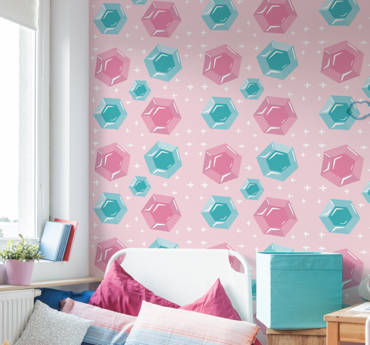 Geometric Jewel-Toned Gems Children's wallpaper - TenStickers