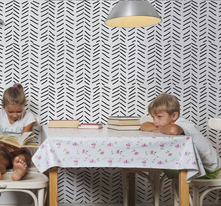 Black and white strokes wallpaper striped - TenStickers