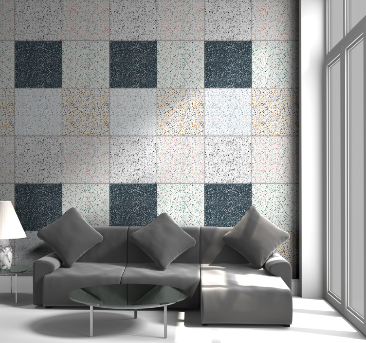 Geometric patterned effect living area wallpaper - TenStickers