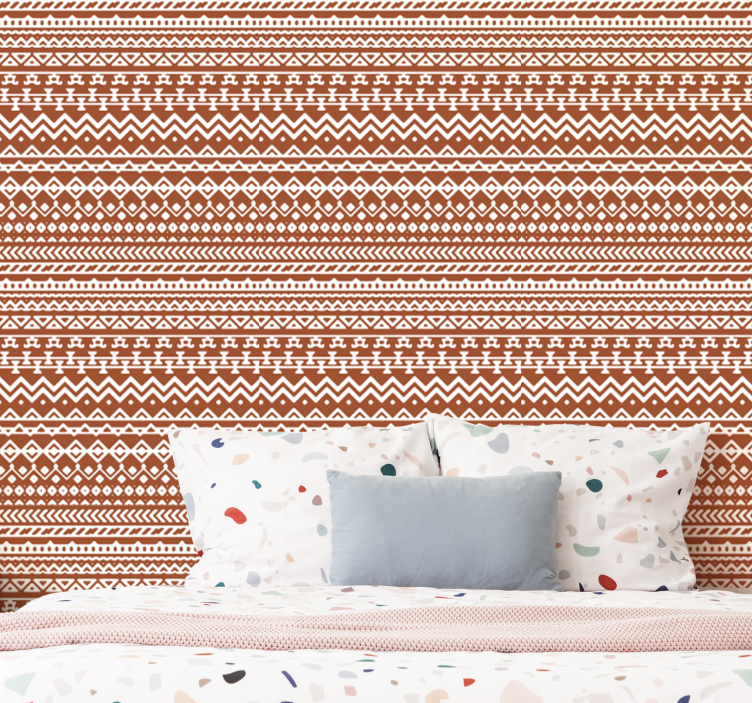 Geometric Patterned Interior master bedroom wallpaper - TenStickers
