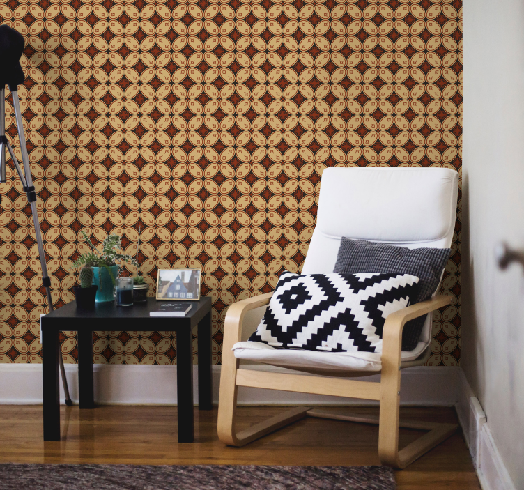 Geometric patterned motif tile effect wallpaper - TenStickers