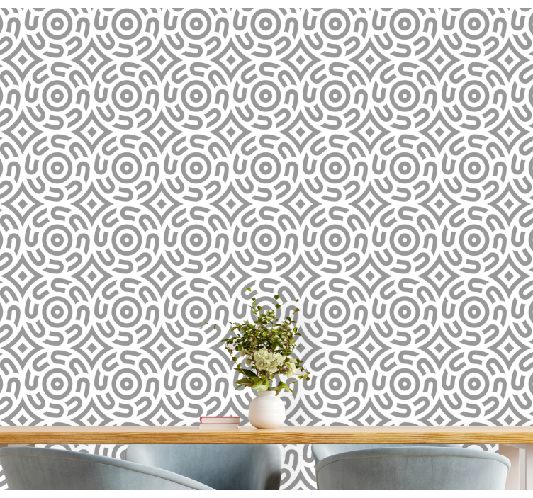 Geometric Spirals wallpaper for dining area - TenStickers