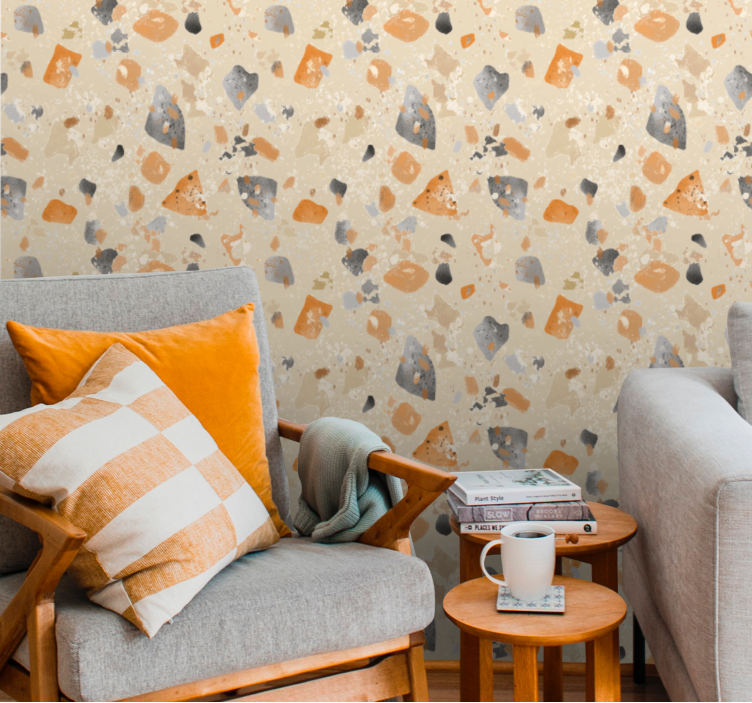 Geometric Stone Patterns textured wallpaper - TenStickers