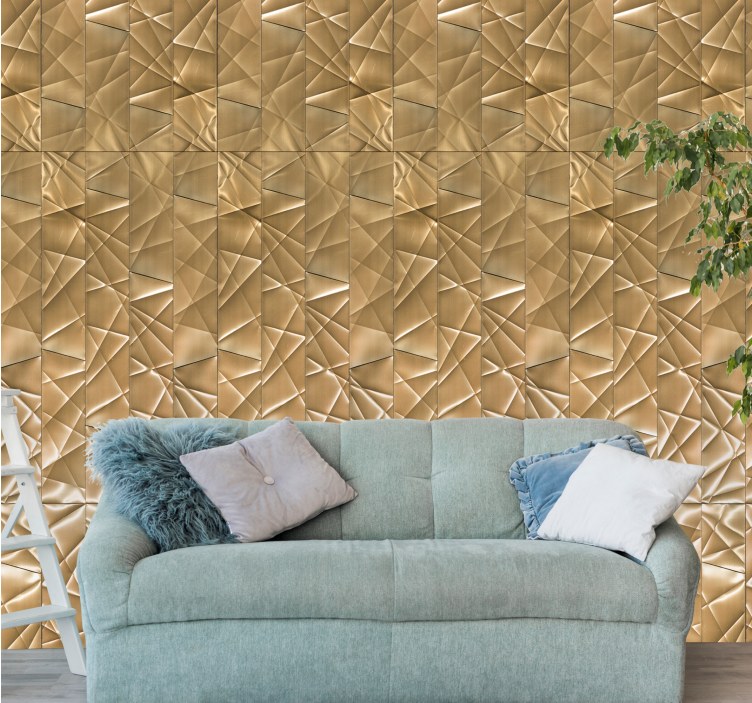 Geometric golden effect pattern metal effect wallpaper - TenStickers