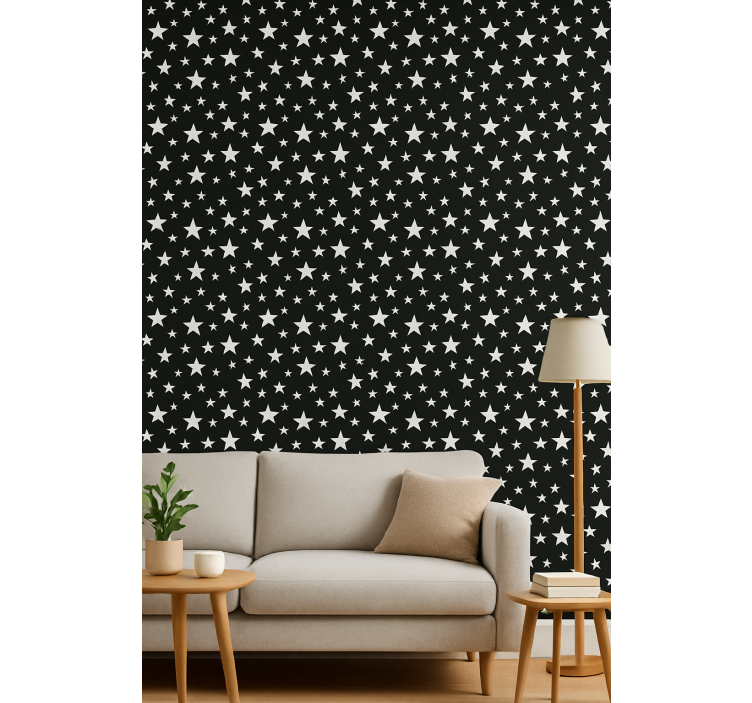 Star wallpaper in monochrome elegance - TenStickers