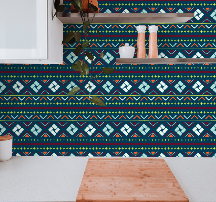 Geometric wallpaper in colorful block patterns - TenStickers